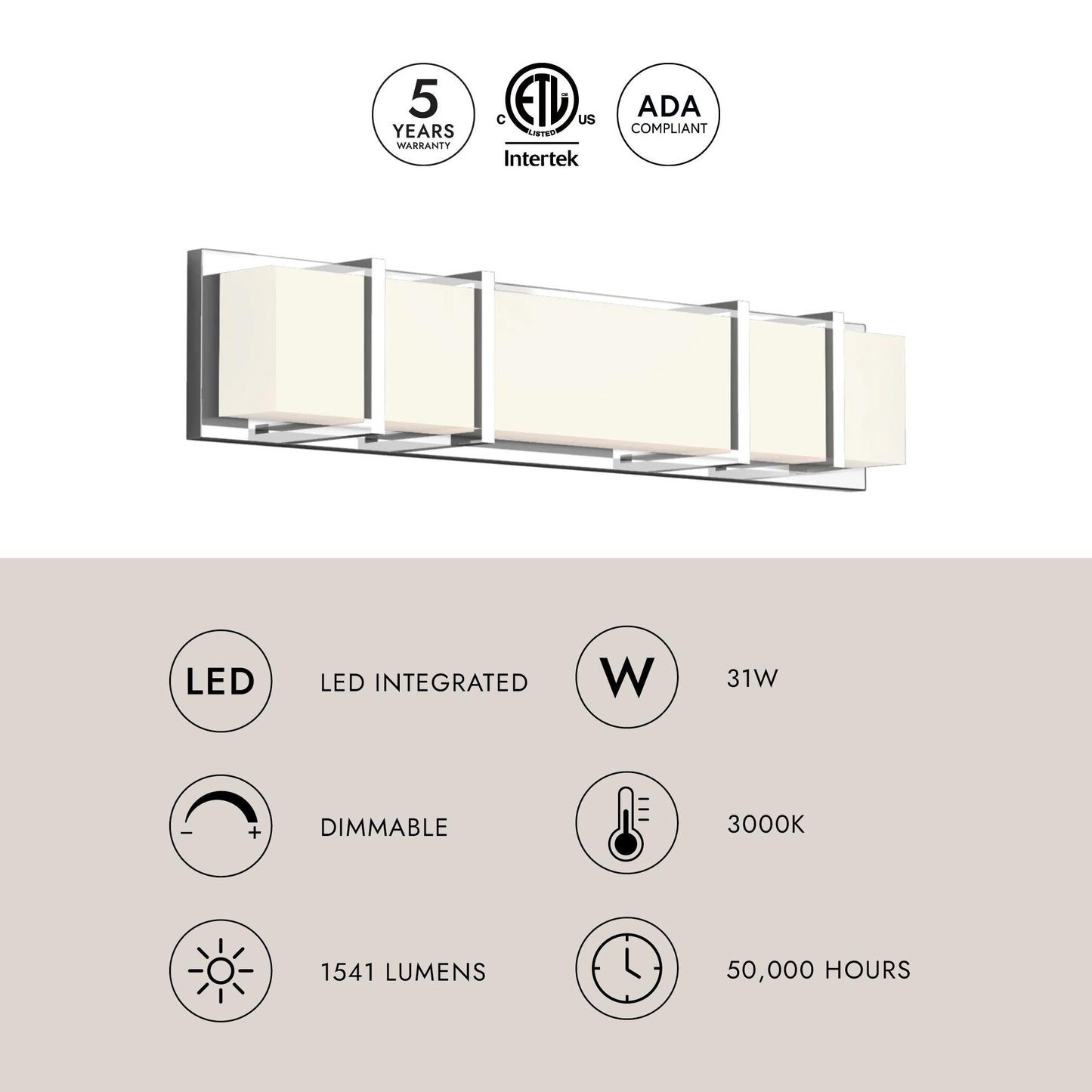 Alberni LED Vanity Wall Light in Detail.