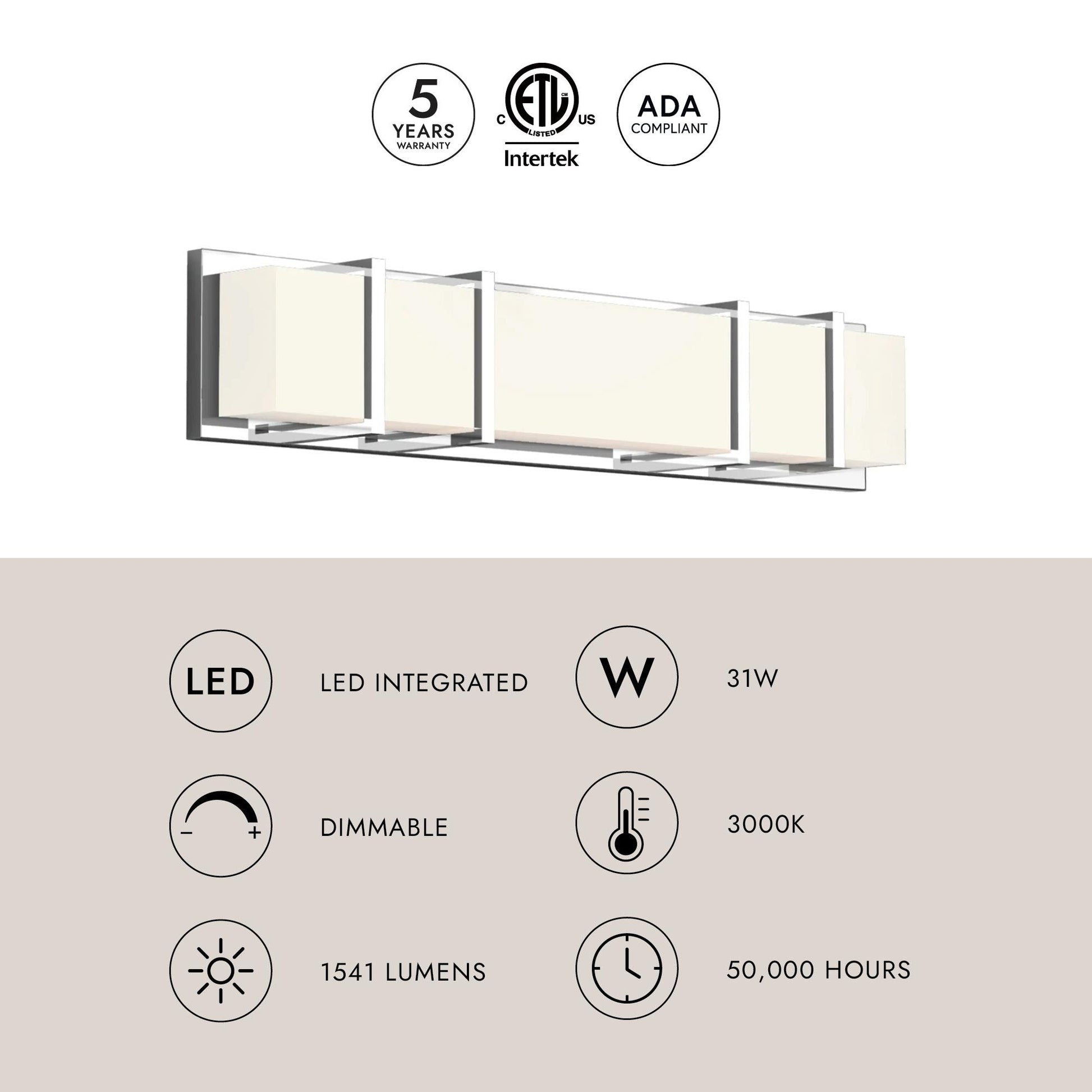 Alberni LED Vanity Wall Light in Detail.