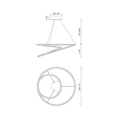 Ampersand LED Pendant Light - line drawing.