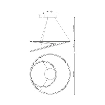 Ampersand LED Pendant Light - line drawing.