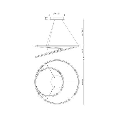 Ampersand LED Pendant Light - line drawing.