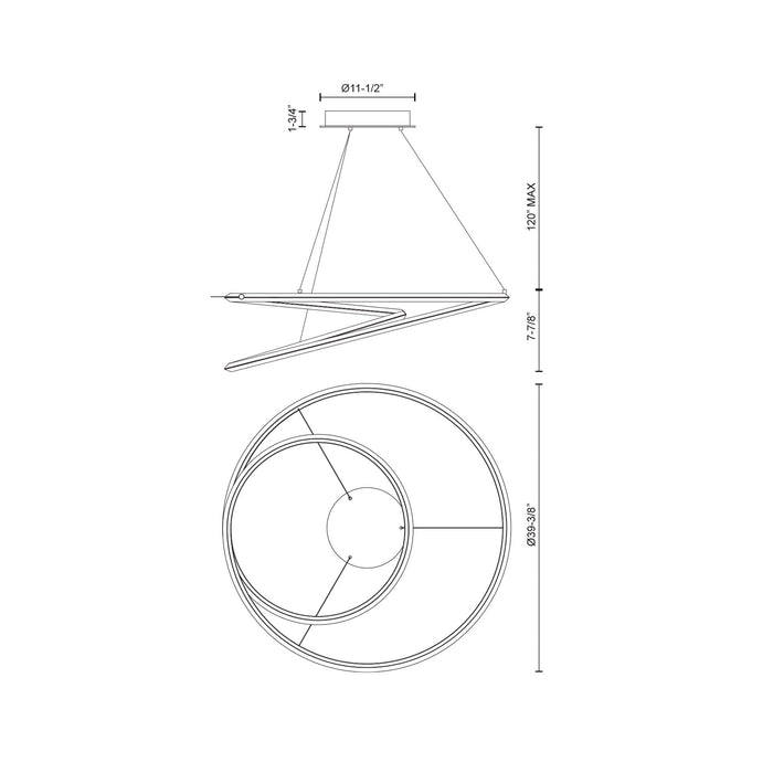 Ampersand LED Pendant Light - line drawing.
