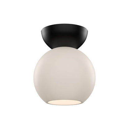 Arcadia Semi Flush Mount Ceiling Light in Black/Opal Glass (Small).