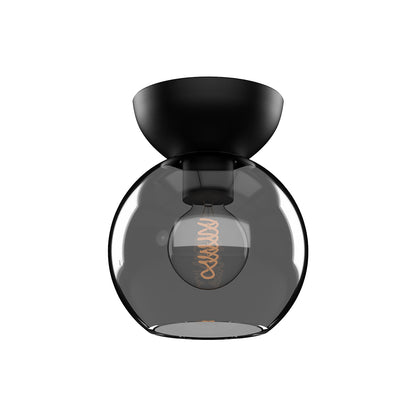 Arcadia Semi Flush Mount Ceiling Light in Black/Smoked (Small).