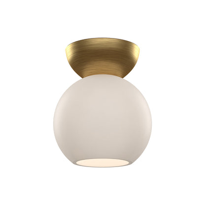 Arcadia Semi Flush Mount Ceiling Light in Brushed Gold/Opal Glass (Small).