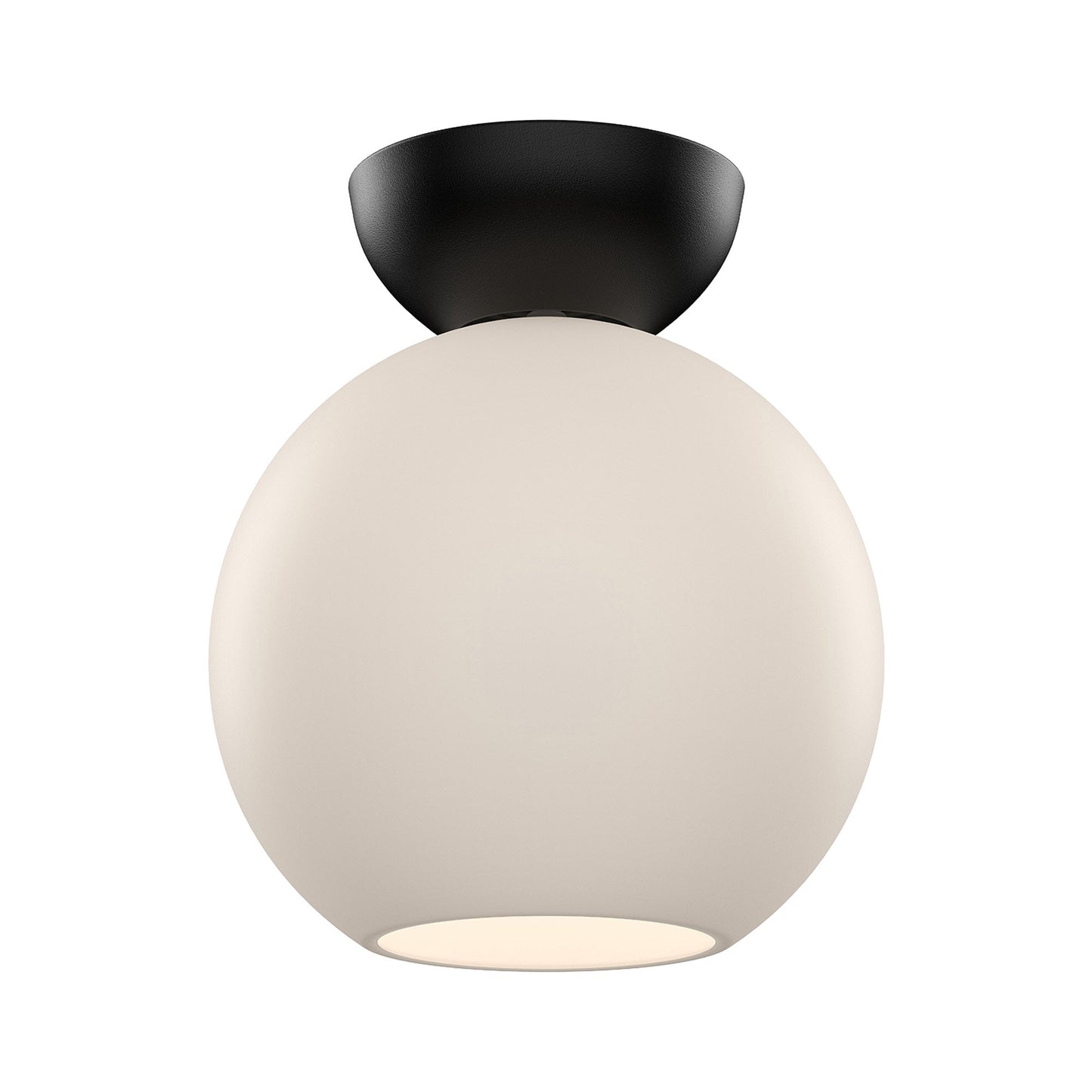 Arcadia Semi Flush Mount Ceiling Light in Black/Opal Glass (Large).