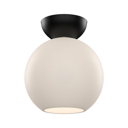 Arcadia Semi Flush Mount Ceiling Light in Black/Opal Glass (Large).