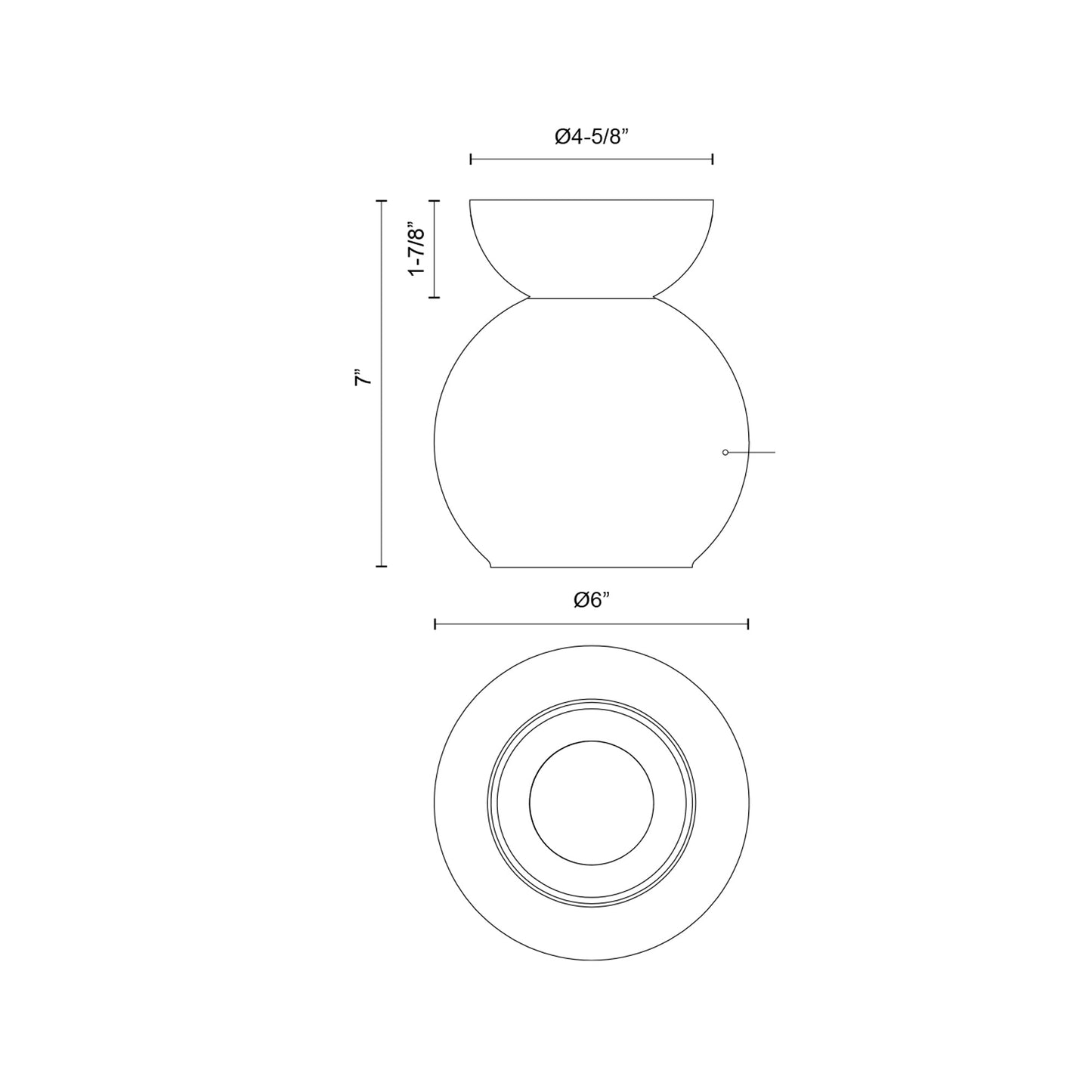 Arcadia Semi Flush Mount Ceiling Light - line drawing.