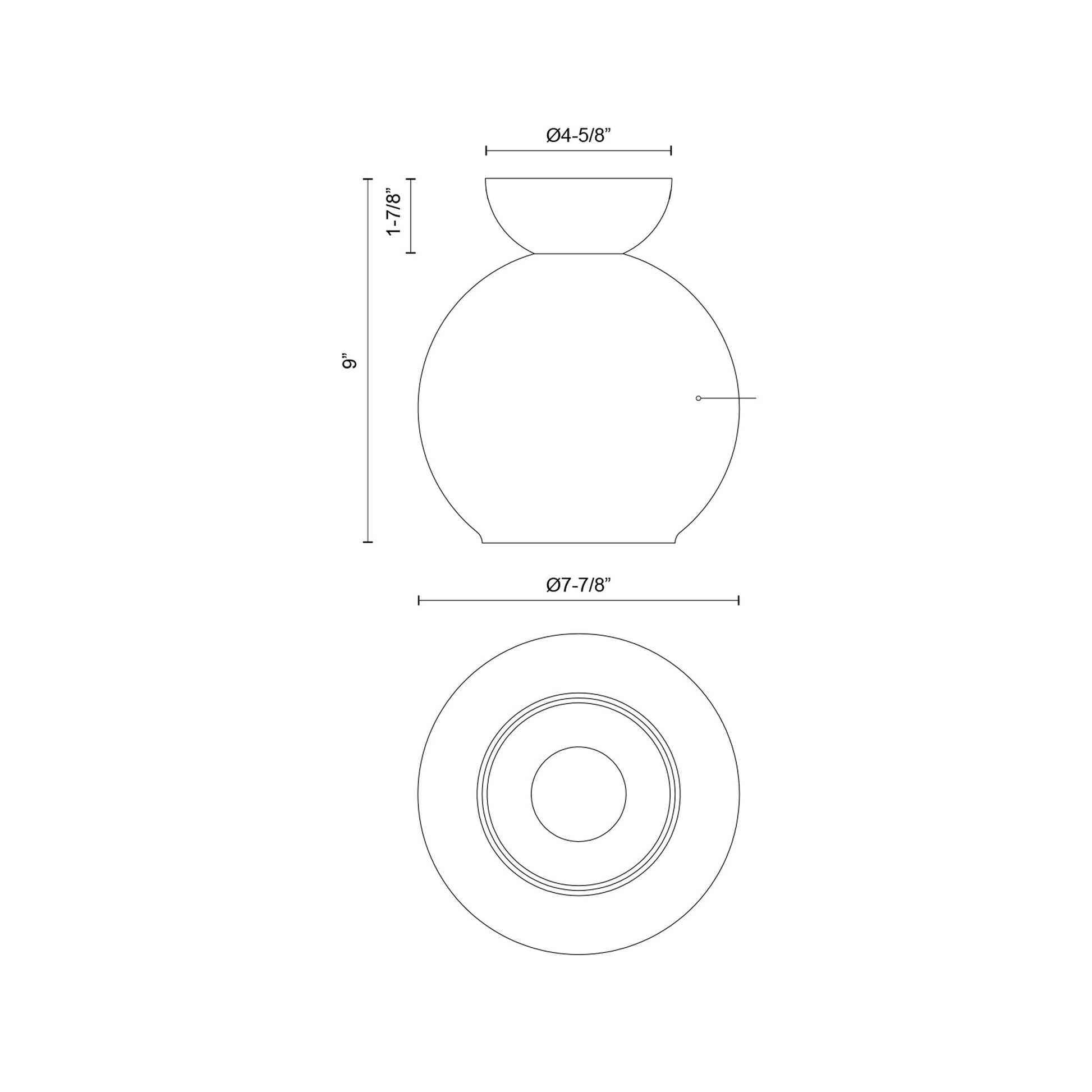 Arcadia Semi Flush Mount Ceiling Light - line drawing.