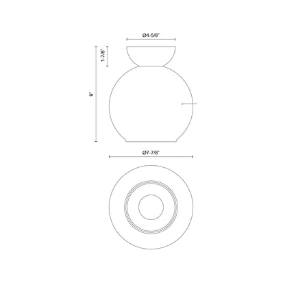 Arcadia Semi Flush Mount Ceiling Light - line drawing.