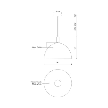 Archibald Pendant Light - line drawing.