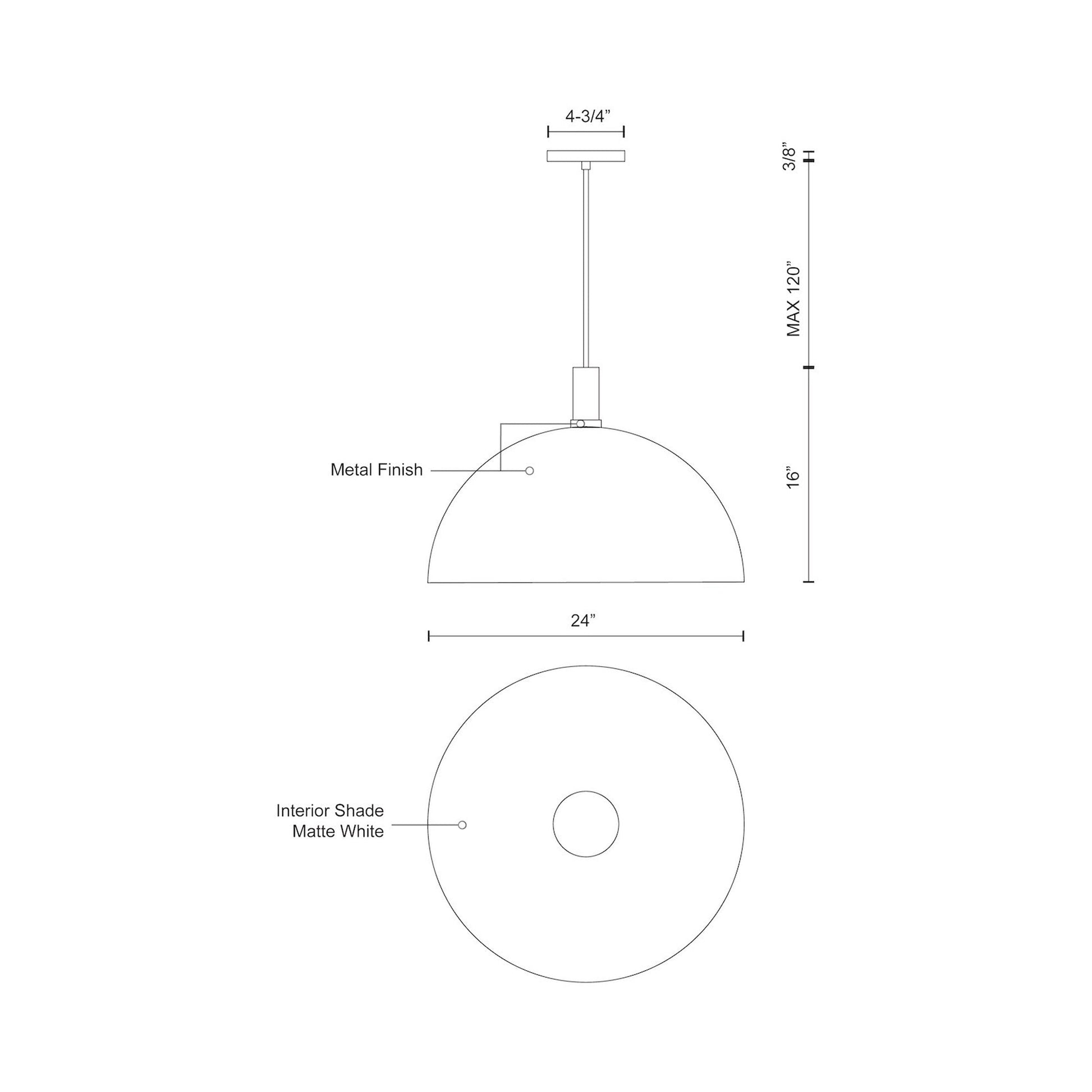 Archibald Pendant Light - line drawing.