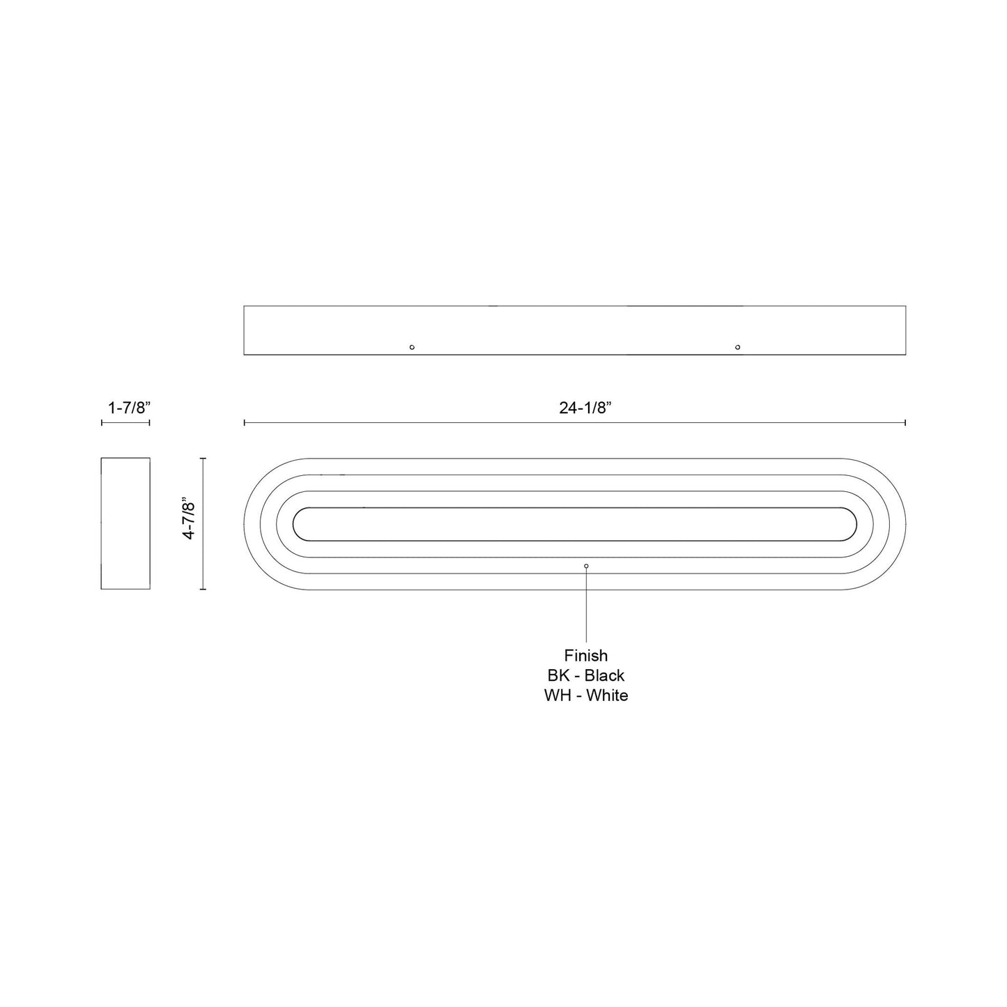 Arco LED Bath Vanity Light - line drawing.