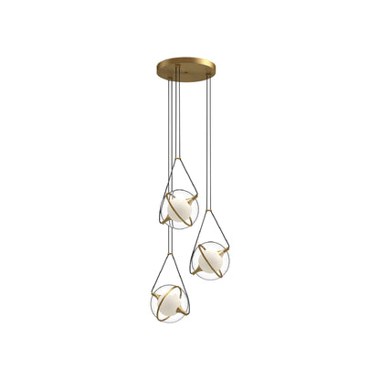Aries LED Chandelier in Brushed Gold (17.63-Inch).