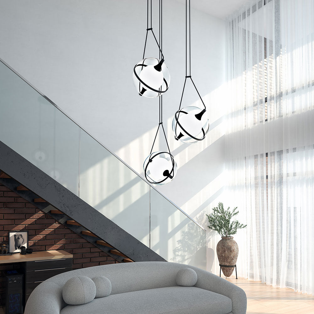 Aries LED Chandelier in living room.