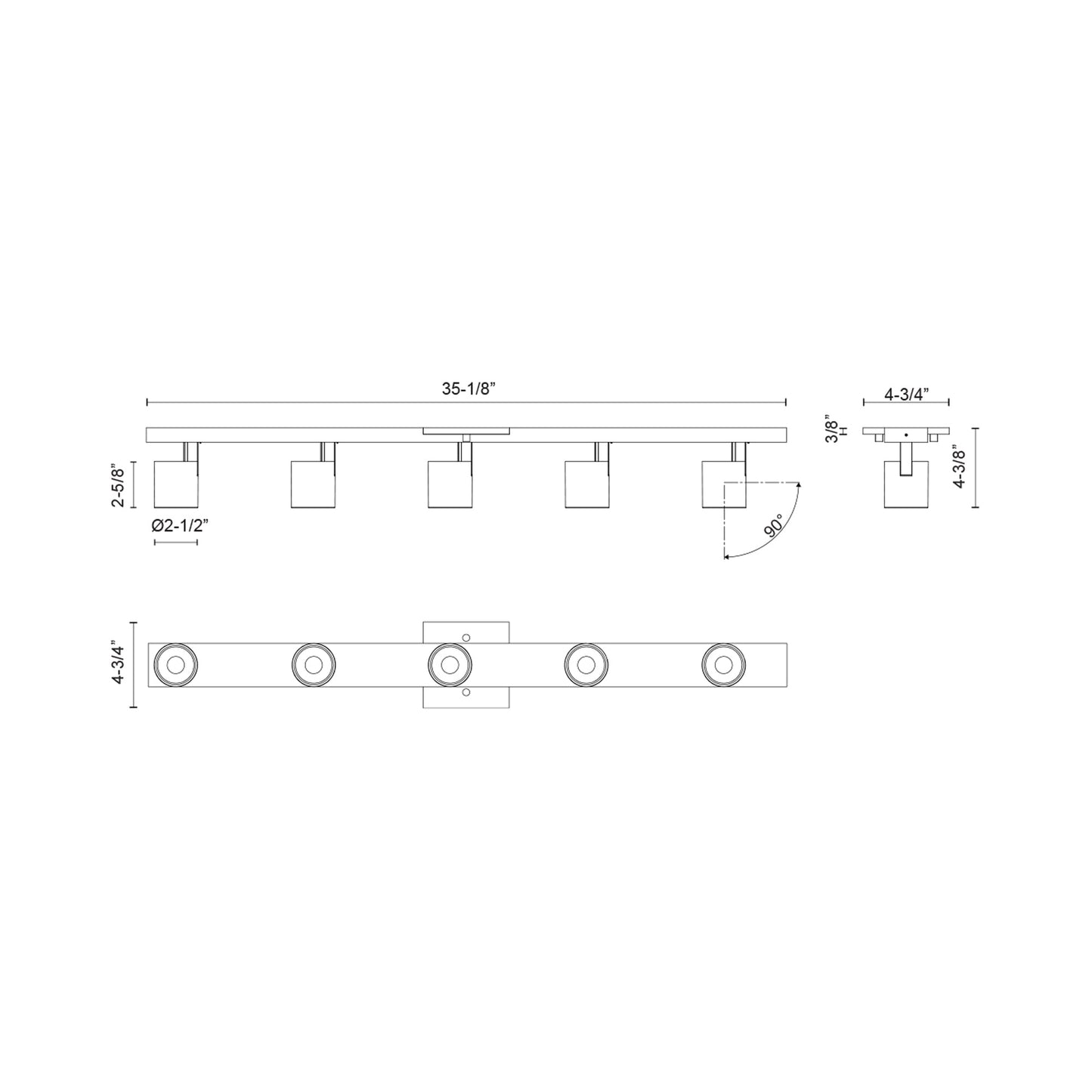 Arnold LED Track Light - line drawing.