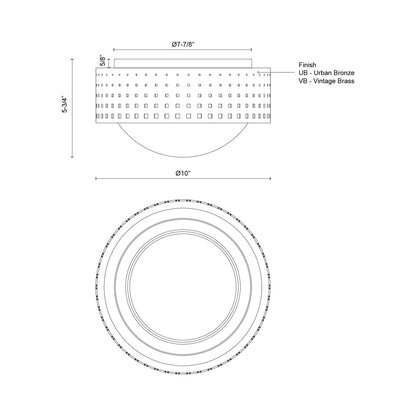 Astoria Flush Mount Ceiling Light - line drawing.