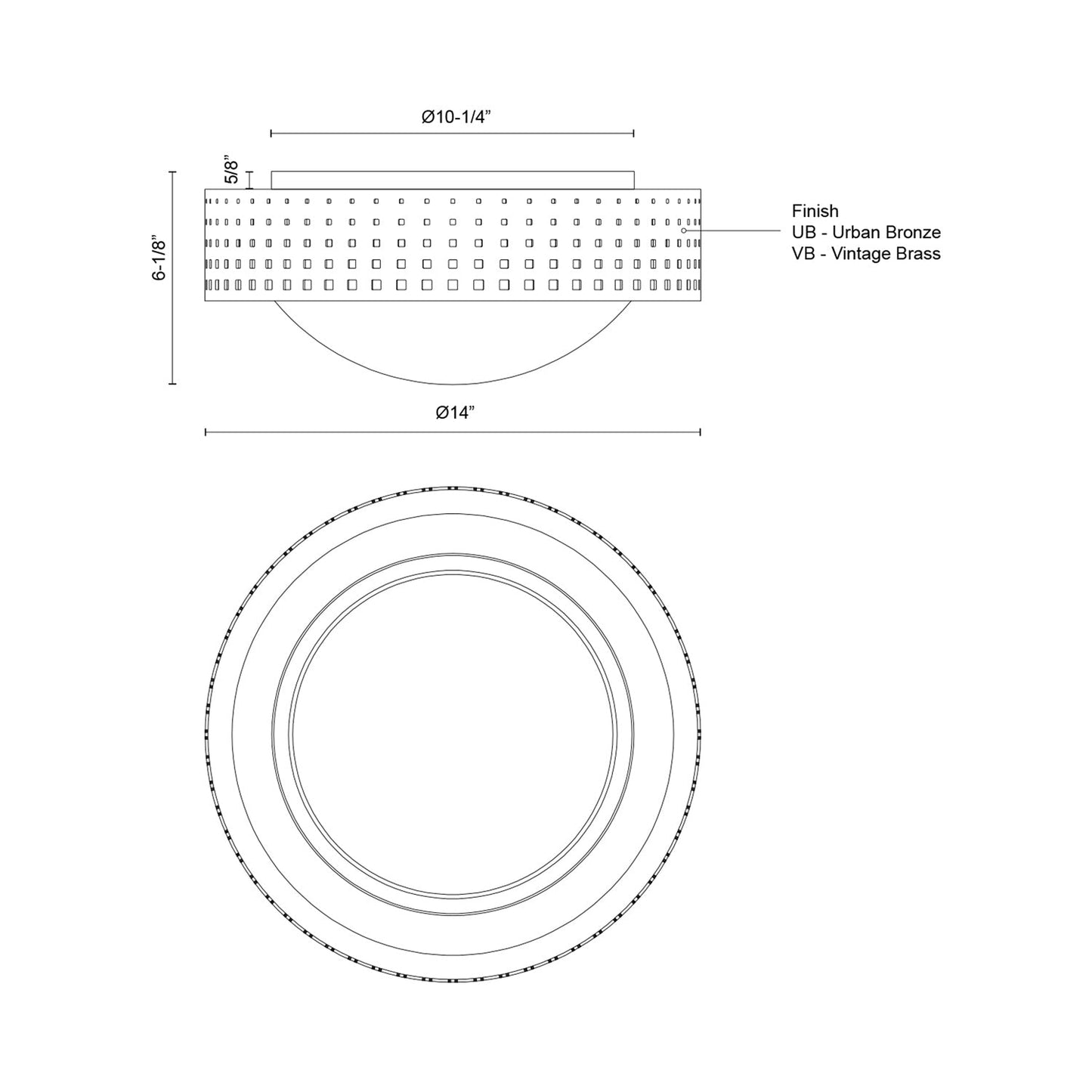 Astoria Flush Mount Ceiling Light - line drawing.