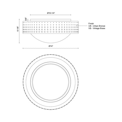Astoria Flush Mount Ceiling Light - line drawing.