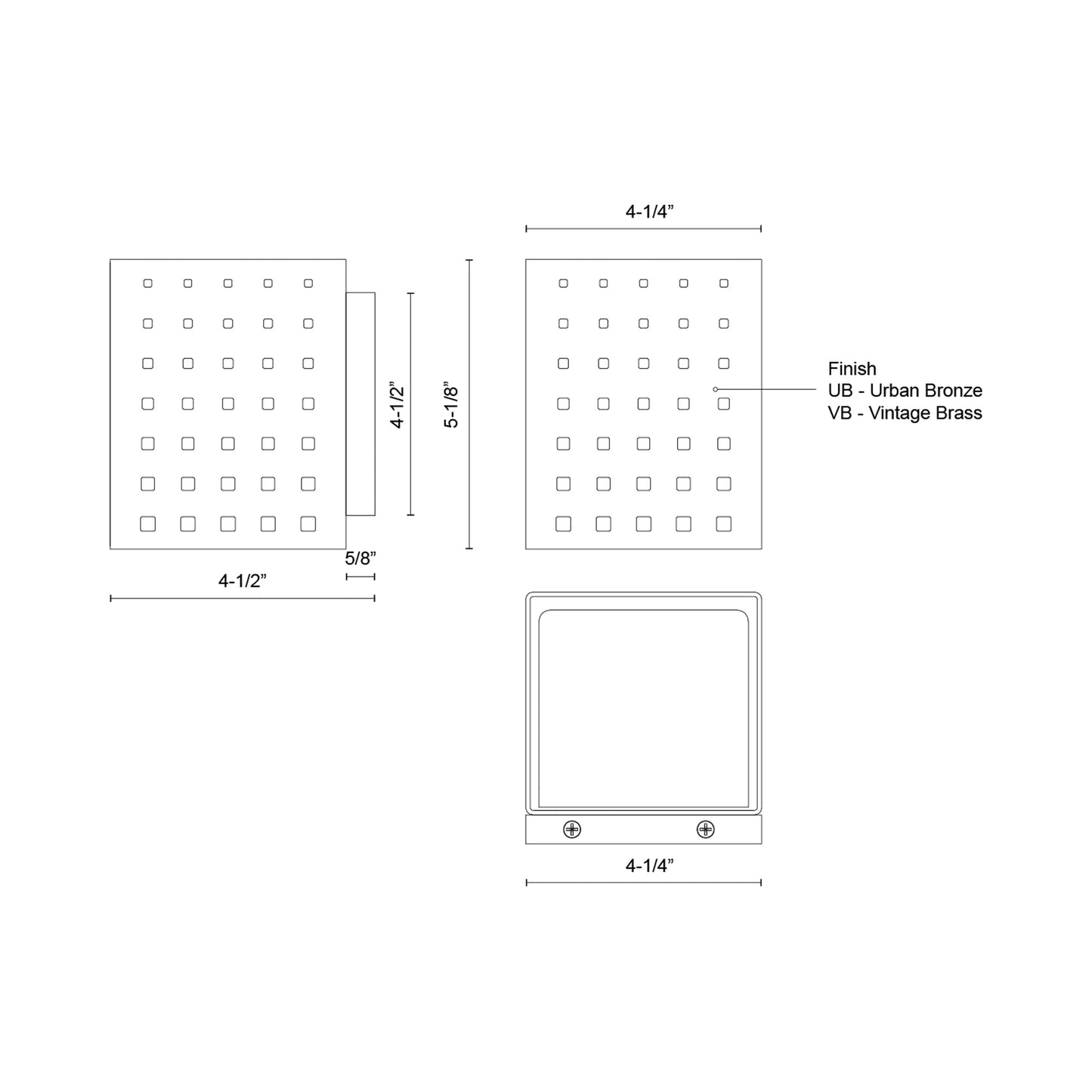 Astoria LED Wall Light - line drawing.
