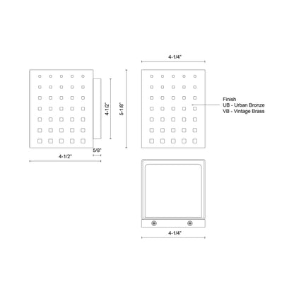 Astoria LED Wall Light - line drawing.