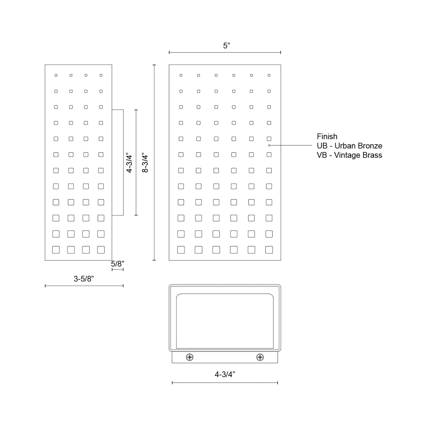 Astoria LED Wall Light - line drawing.