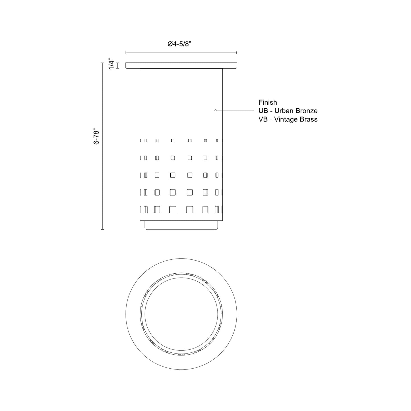 Astoria Semi Flush Mount Ceiling Light - line drawing.