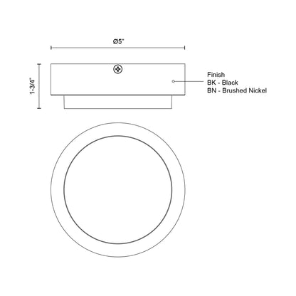 Bailey Outdoor LED Flush Mount Ceiling Light -line drawing.