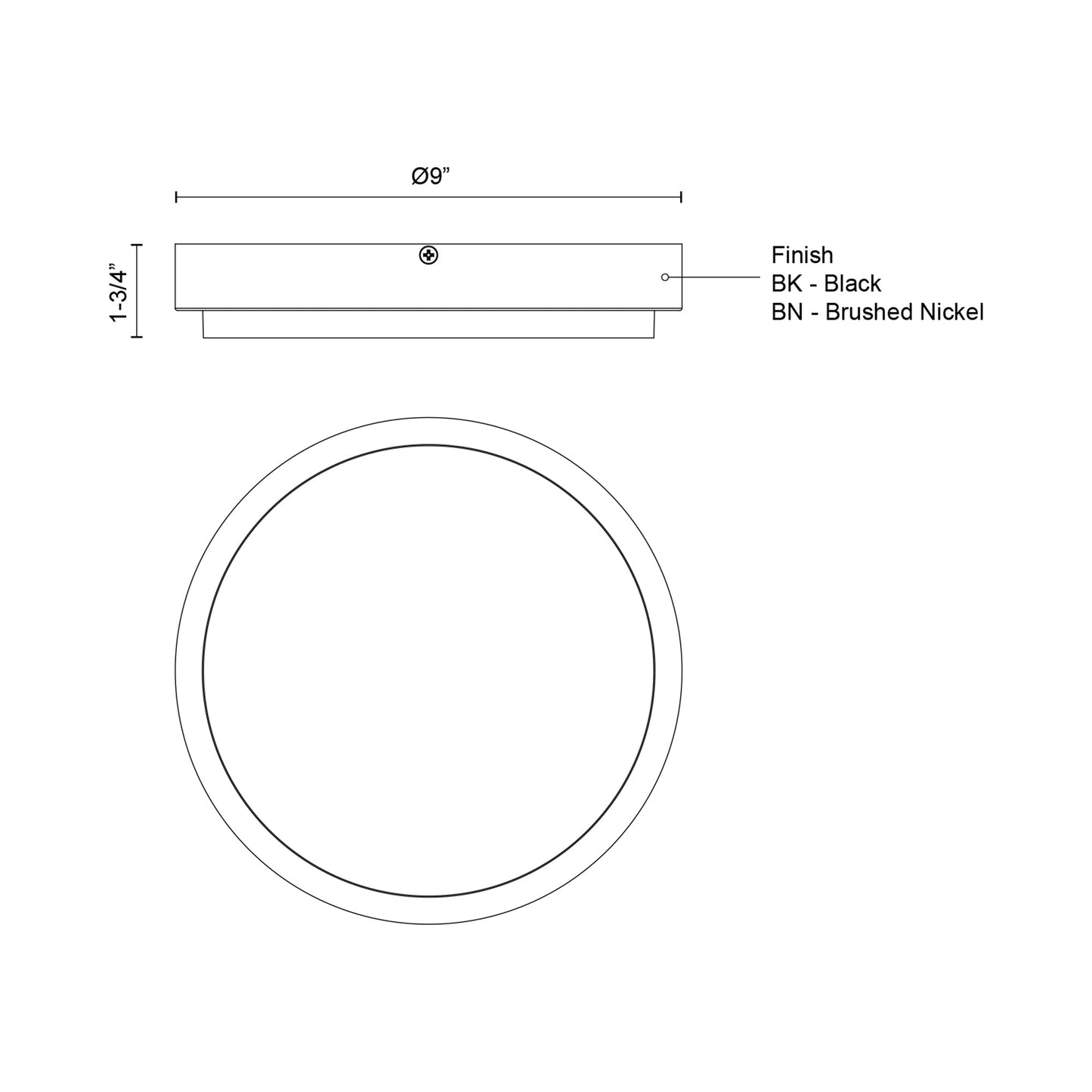 Bailey Outdoor LED Flush Mount Ceiling Light -line drawing.