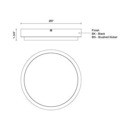 Bailey Outdoor LED Flush Mount Ceiling Light -line drawing.
