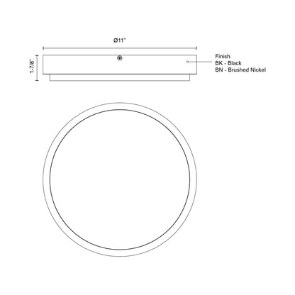 Bailey Outdoor LED Flush Mount Ceiling Light -line drawing.