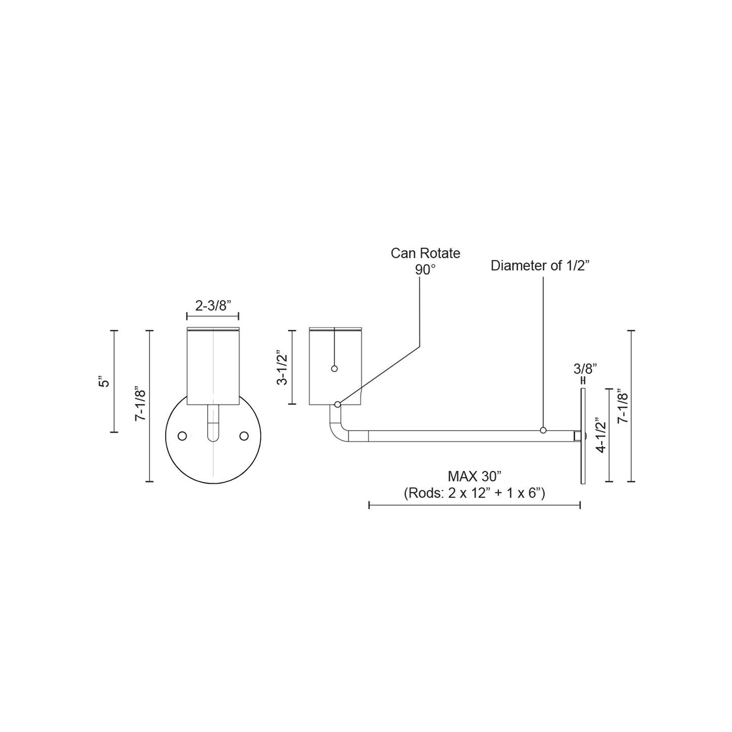 Barclay Wall Light - line drawing.