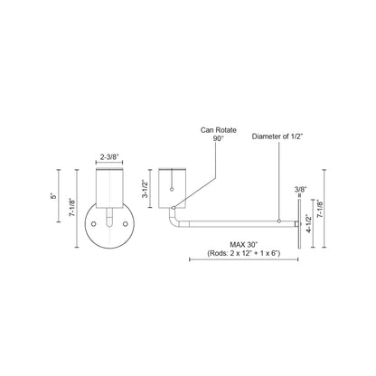 Barclay Wall Light - line drawing.