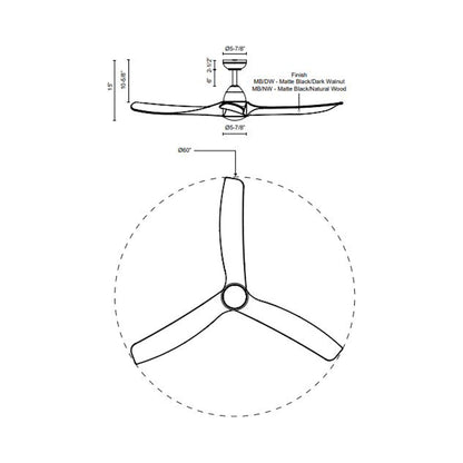 Baylor Ceiling Fan - line drawing.