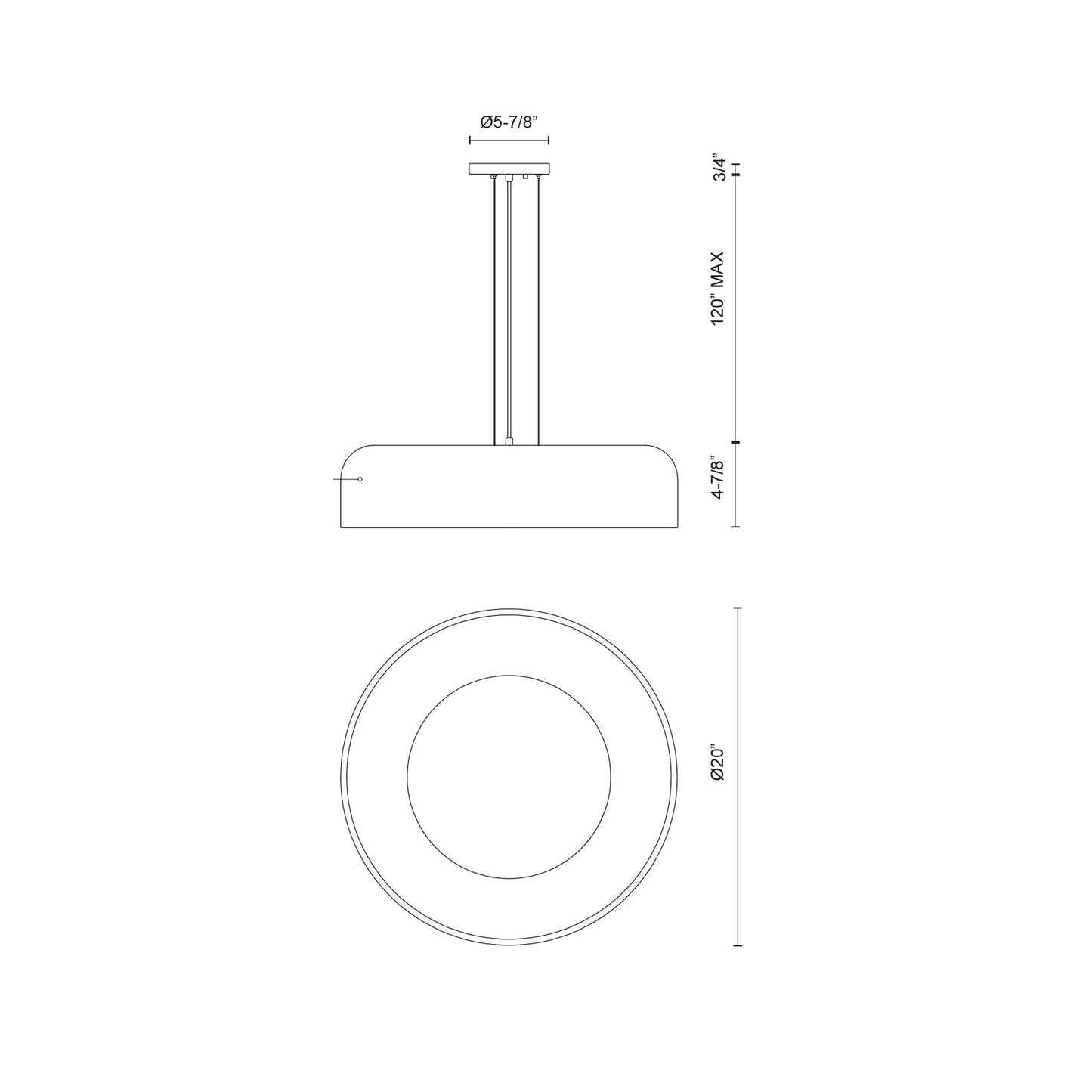Beacon LED Pendant Light- line drawing.