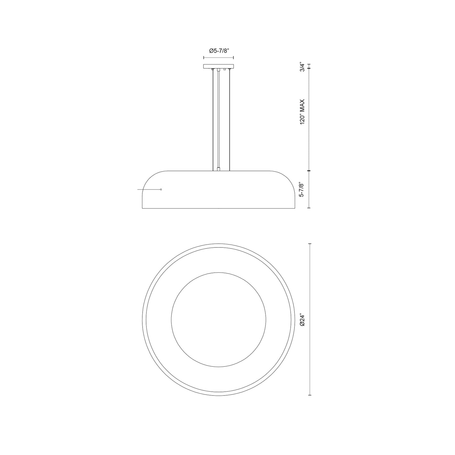 Beacon LED Pendant Light- line drawing.