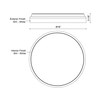 Beanie LED Flush Mount Ceiling Light - line drawing.