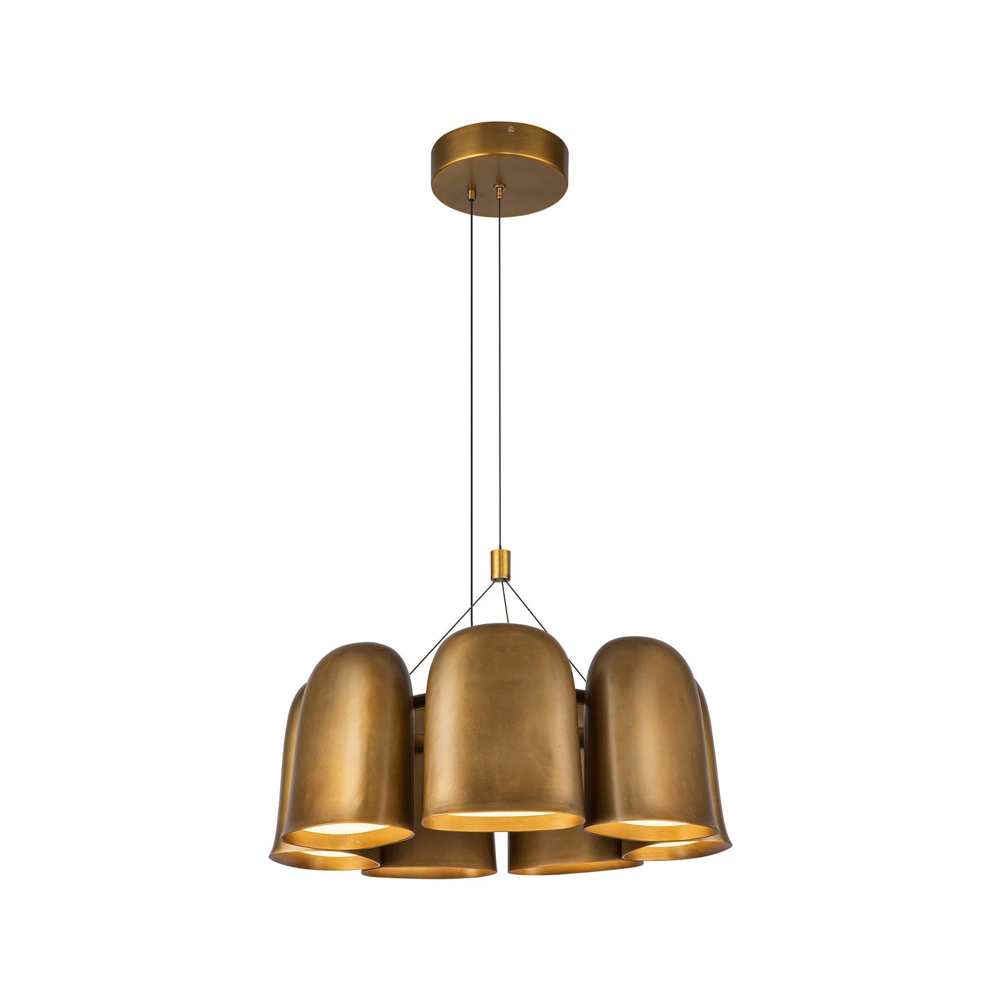 Bell LED Chandelier in Vintage Brass.