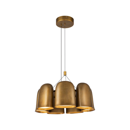 Bell LED Chandelier in Vintage Brass.