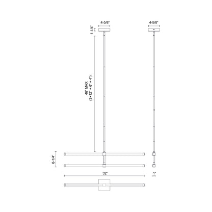 Blade LED Chandelier - line drawing.