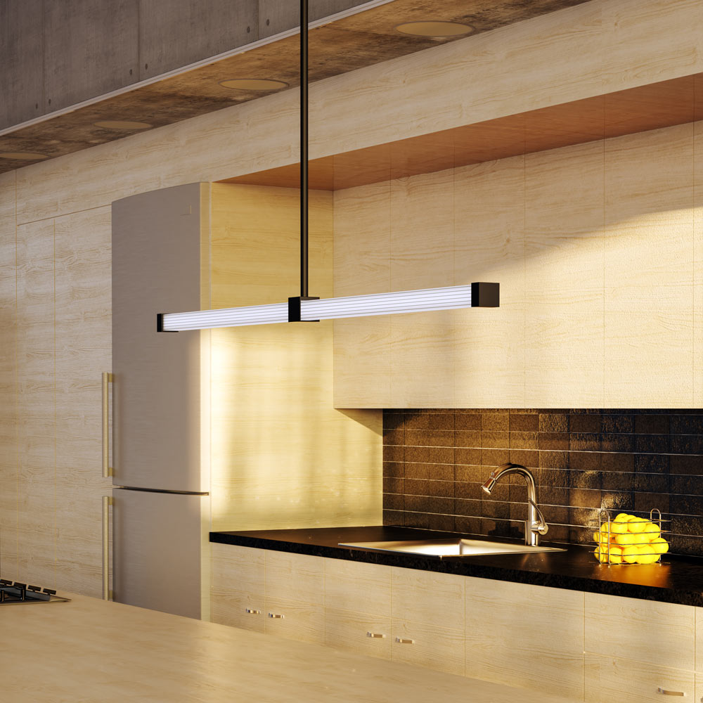 Blade Linear LED Pendant Light in kitchen.