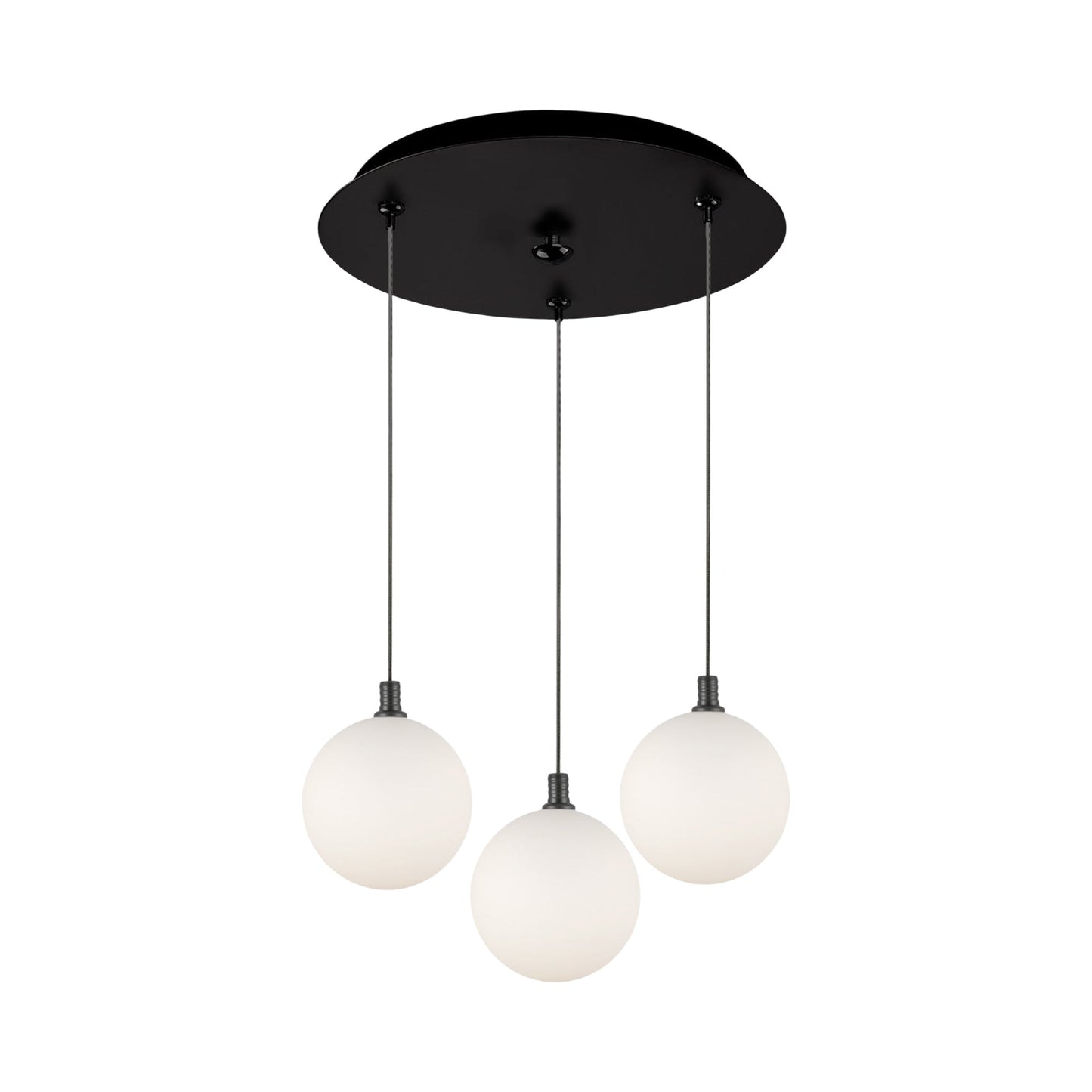 Bolla Multi Light LED Pendant Light in Black/Opal Matte Glass (3-Light).
