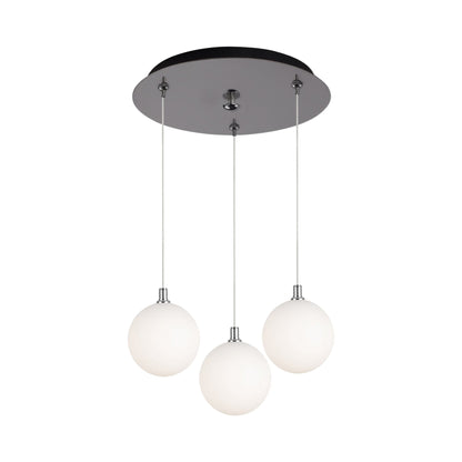 Bolla Multi Light LED Pendant Light in Chrome/Opal Matte Glass (3-Light).