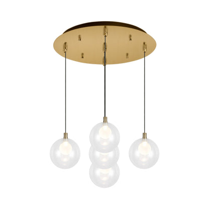 Bolla Multi Light LED Pendant Light in Brushed Gold (5-Light).