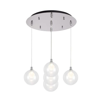 Bolla Multi Light LED Pendant Light in Chrome (5-Light).