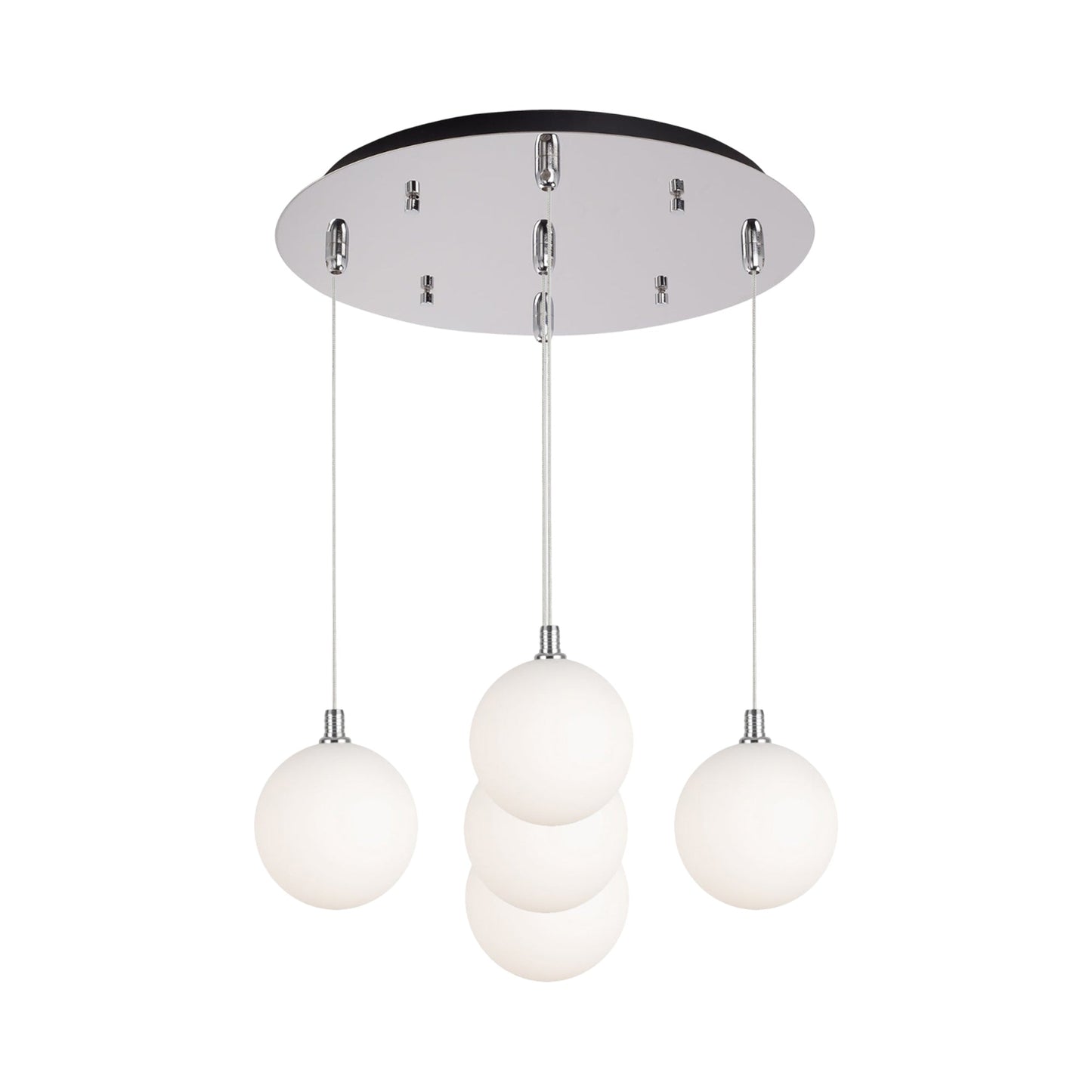 Bolla Multi Light LED Pendant Light in Chrome/Opal Matte Glass (5-Light).