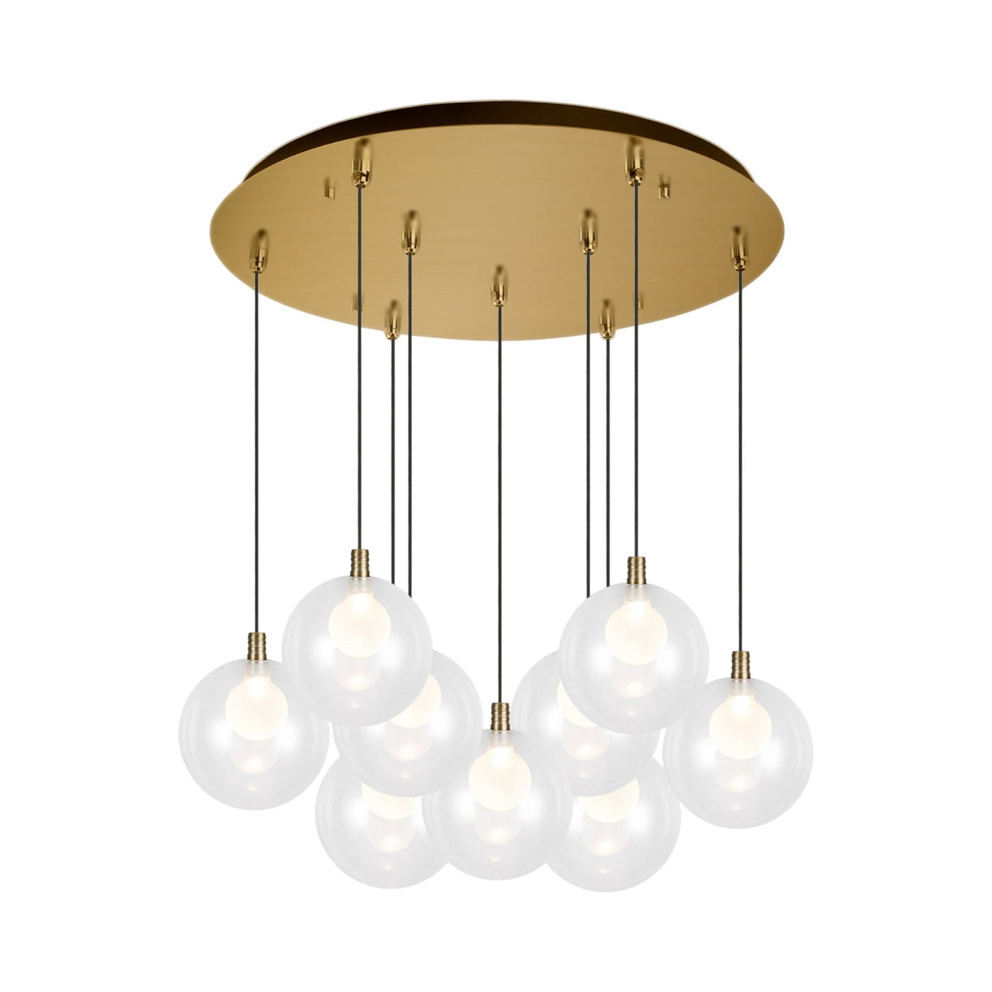 Bolla Multi Light LED Pendant Light in Brushed Gold (9-Light).