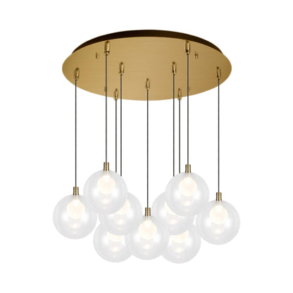 Bolla Multi Light LED Pendant Light in Brushed Gold (9-Light).