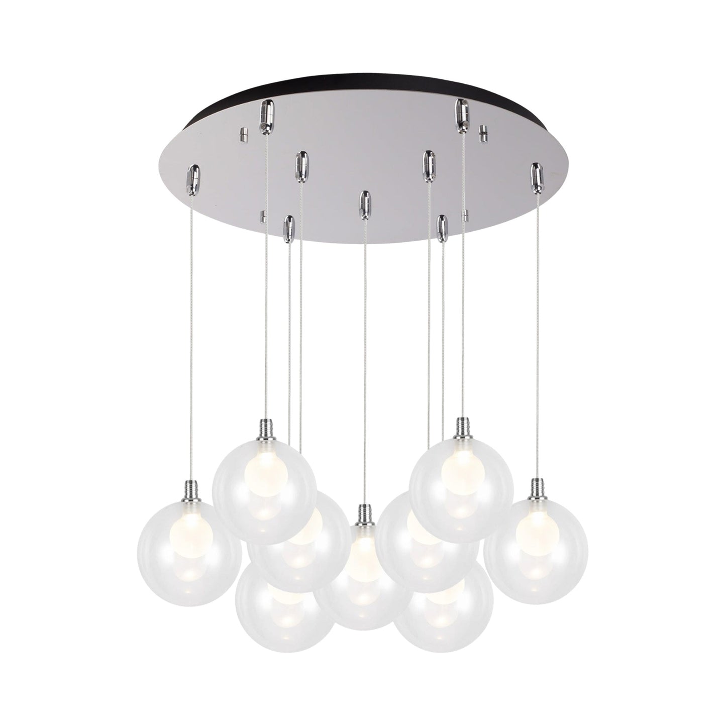 Bolla Multi Light LED Pendant Light in Chrome (9-Light).