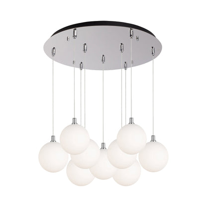 Bolla Multi Light LED Pendant Light in Chrome/Opal Matte Glass (9-Light).